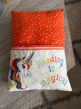 Reading Is Magical Unicorn Pillow - Rainbow Embroidery